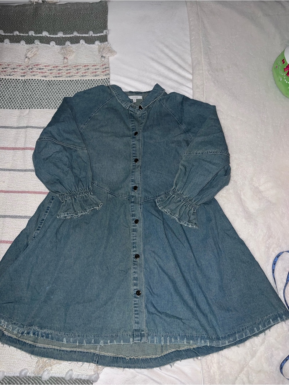 Denim Button-Front Women's Dress in Light Blue